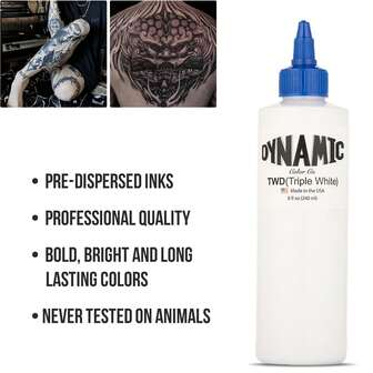 8oz High Quality Ready-To-Use Tattoo Ink, Multi-Functional Medium Viscosity For Precise Tattooing, Rich Tones, Fast Healing, Acrylic-Free, Water-Based (White)