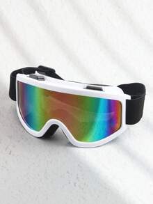 New Large Frame Skiing/Cycling/Mountaineering Anti-Wind Goggles For Men, Anti-Wind & Ski Goggles Easy Comfort Casual Outfits Outdoor Cycling Glasses For Summer Beach Vacation, Outdoor, Travel Fall - 白色邊框彩色膠片 - 查看 3