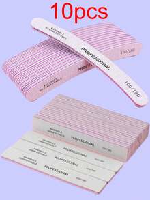 5Pcs/10Pcs Grey Nail Art File Half Moon Buffer Block Double Sided Manicure Files Sticks Nail Salon Tools