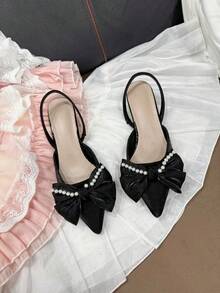 Pantofi cu toc înalt și perle pentru femei, eleganți, din satin, cu aspect de pieptănat, potriviți pentru ocazii formale, întâlniri romantice