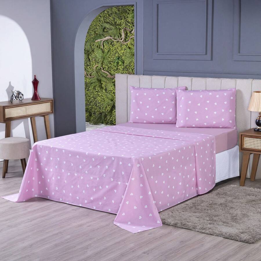 4-Piece Double Bed Sheet Set Percale 100% Cotton - CL18 - Ver 1
