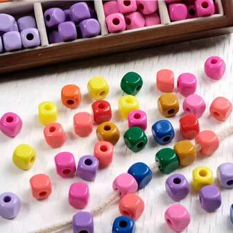 20 件/包各种亚克力直孔方珠，手工 DIY 手链、项链、珠宝、钥匙扣配件批发