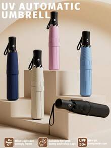 Automatic Folding Large High-Quality Umbrella Rainproof And Windproof Strong Umbrella Family Entertainment Outdoor Rainproof And Sunscreen Dual-Use Parasol (Fabric Cover, Rib Color, And English Letter Pattern Design Randomly Assorted) Boy Valentine Heart Valentine