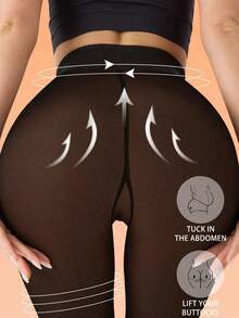 Fleece Lined Thermal Tights For Women, Ideal For Winter, Sime-Sheer Warm Leggings With A Variety Of Colors, Thick High-Waist & High-Stretch Warm Pantyhose, Soft Comfort Breathable For Skirts, Boots & Heels - 黑色半透明皮膚 - 查看 6