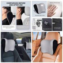 Almohada ultra suave para reposacabezas de coche, almohada de coche para conducir con correa ajustable, cojn de cuello espuma viscoelstica, funda extrable transpirable y diseo ergonmico, - Modelo-una vez - Ver 1