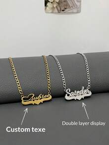 1 szt. Spersonalizowany damski naszyjnik z tekstem, matowe wykończenie, stal nierdzewna, łańcuszek NK, styl retro streetwear, wisiorek z angielskim imieniem, prezent na Dzień Matki, prezent urodzinowy, nadaje się do noszenia na co dzień