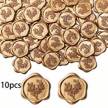 10/20/30/50/100 Pcs Heart/You're Invited/Rosemary/Wreath/Bow Pattern Self-Adhesive Wax Seal Stickers For Gifts Wedding Invitation Envelope Sealing - Brown - View 11
