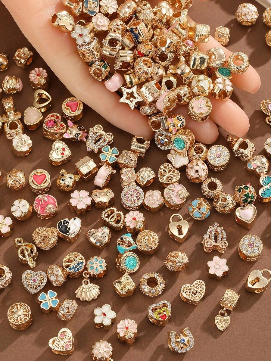 10/20PCS Christmas Random Charms Various Themes Beads Pendant For DIY Bracelet Rhinestone Design - Animals/Plants/Flowers/Pets/Sports/Cartoon/Ocean/MothersDay/Valentine's/Friends/Family/Stars/Moon/Sun/Travel/Coffee/Passport/ Valentines - 彩色 - 查看 1