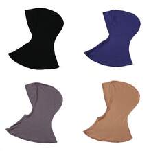 4 Peças/Conjunto Touca Interna Modal de Cor Sólida Com Capa Para o Pescoço, Elástica, Macia e Respirável para Mulheres, Lenço, Chapéu, Acessórios de Abaya, Véu Diário