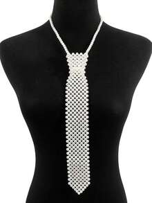 1pc Women's Vintage Handmade Crochet Pearl Hollow Collar Accessory, Suitable For Pairing With Shirts For Dress For Christmas Decor - White - View 2