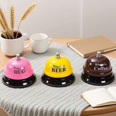 1 Pieza Campana de escritorio metálica de 3 pulgadas de diámetro con sonido nítido, vívido color amarillo y suave rosa, de alta gama, anti-óxido, utilizada en restaurantes, cafeterías, hoteles, oficinas, escuelas, bares