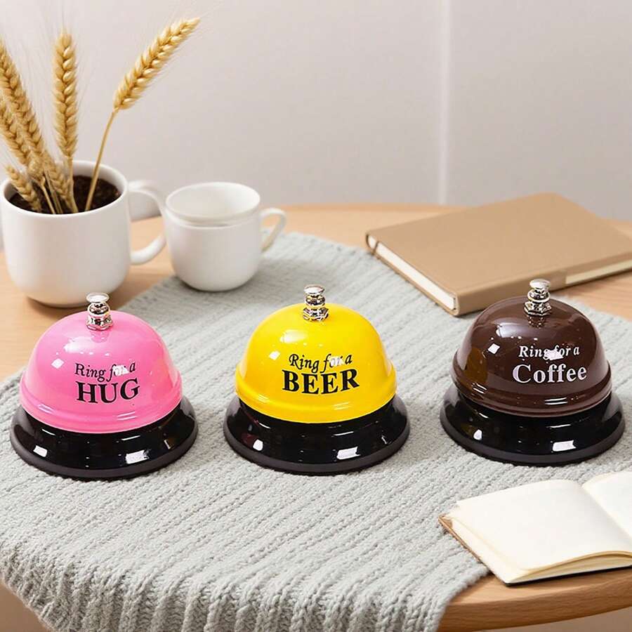 1Pc Crisp Sound Vivid Yellow Petite Pink High-End Khaki 3-Inch Đường kính chuông kim loại để bàn, Chuông lớp học chống gỉ, Sử dụng cho nhà hàng, quán cà phê, khách sạn, văn phòng, trường học, quán bar - Nhiều màu - Xem 1