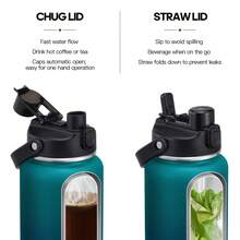 1PC  Insulated Water Bottle With 2-In-1 Chug/Straw Lid, 40oz Double Walled Vacuum Stainless Steel Water Jug - Xanh nhạt xanh đậm - Xem 2