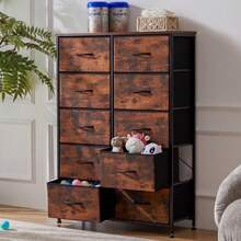2 Drawer, 4 Drawer, 5 Drawer, 6 Drawer, 7 Drawer, 8 Drawer, 9 Drawer, 10 Drawer Fabric Dresser For Bedroom, Tall Chest Of Drawer Organizer Storage Cabinet For Closet, Entryway, Brown - 棕色 - 查看 11
