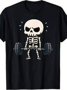 Funny Skeleton Workout Gym Fitness Weightlifting Deadlift T-Shirt - 款式3 - 查看 1