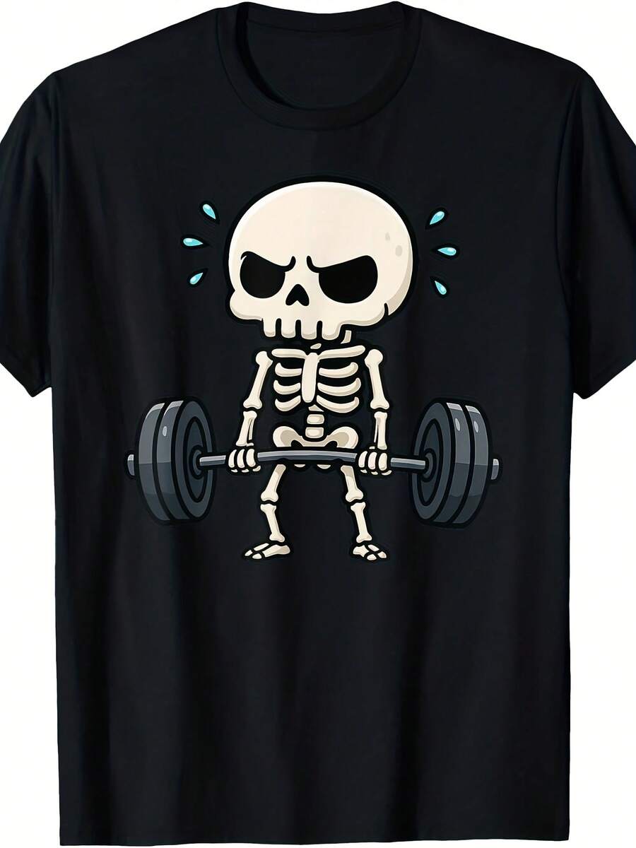 Funny Skeleton Workout Gym Fitness Weightlifting Deadlift T-Shirt - 款式3 - 查看 1