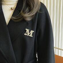 1pc M Letter Brooch, European-Style Rhinestone Pin, Alloy Material, Ideal For Pairing With Suits, Shirts, Jackets, Dresses, Showcasing Elegance And Style - A - View 2