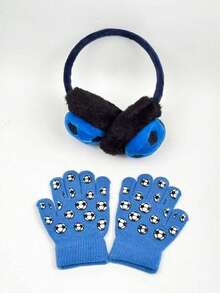 2 piezas Protectores de oreja y guantes de invierno para niños, aptos para actividades al aire libre, con protección de oreja elástica, utilizando tecnología de tejido, adecuados para clima frío