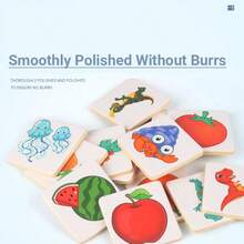 1件儿童木制影子配对游戏卡通图案益智玩具，是送给3岁以上男孩女孩的绝佳圣诞节和新年礼物 - 彩色 - 查看 7