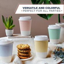 Disposable Coffee Cups With Lids 12 oz To Go Coffee Cup 80 Set With Sturdy Lid Prevent Leaks! Paper Cups Hold Shape With Hot Cold Drinks. Ripple Cups Protect Fingers from Heat! No Sleeves Needed! - Variado - Ver 4