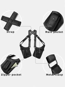 1 pieza Bolso de cintura casual de hombre de piel sintética (PU), bolso de pecho versátil de estilo urbano funcional para hombre