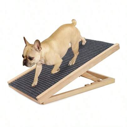1pc Adjustable Pet Dog Car Ramp Stairs, Wooden Non-Slip Pet Sofa Ramp With Adjustable Height