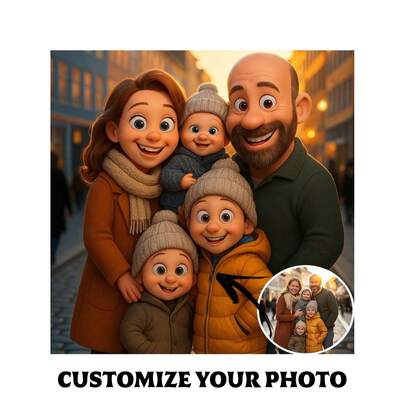 1 pezzo Dipinto su tela personalizzato con foto in stile di animazione cartoni animati | Opera d'arte da parete incorniciata personalizzata con ritratto di famiglia vivace, regalo perfetto per genitori per la Festa della Mamma, la Festa del Papà, Natale o compleanni, decorazione per interni, calendario festivo