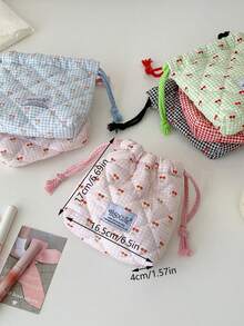 1pc Cute Plaid Cherry Pattern Quilted Camera Bag, CCD Storage Bag, Camera Case, Soft Material, Anti-Drop And Dust-Proof, Compact And Portable, Suitable For Mirrorless Cameras, Minimalist And Portable, Anti-Drop And Scratch-Resistant, Multi-Purpose For Outdoor Use, Camera Accessory Travel Essential, Cruise Essential, Dorm Essential, Birthday Gift, Bridesmaid Gift, Mother's Gift, Teacher's Gift, Valentine's Gift - Multicolor - View 11
