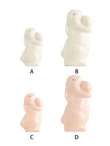 Figura de cerámica minimalista y moderna de un conejito - Lindo ornamento de cerámica de conejo blanco y rosa, ideal para decoración del hogar, centro de mesa, boda, fiesta, festival y regalo festivo