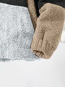 Men's Casual Color-Block Decorated Loose Fit Plus Fleece Thick Jacket For Autumn/Winter - Khaki - View 3