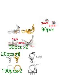 420pcs/Box Gold & Silver Tone Jumpring, Lobster Clasp, Crimp Beads, Optional 1pc Plier, 1pc Tweezer, DIY Jewelry Making Supplies