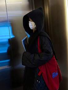 1pc Winter Hat & Scarf Set, Solid Color Design, Warm & Versatile Knitted Hooded Poncho - Multicolor - View 2