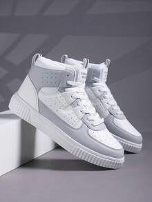 Plus Size Fashion Casual Men's Shoes,Classic Stylish Men Sports Shoes Lace-Up Running Shoes,Personalized Men Sneakers Street Casual Shoes - Grey - View 4