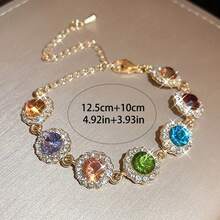 Sparkling Round Colored Rhinestone-Inlaid Bracelet - Women's Zinc Alloy Jewelry, Elegant Luxury StyleWoimen's Daily Ware GiftsDaily Ware Best Gift For Friends And Family - 金色 - 查看 4