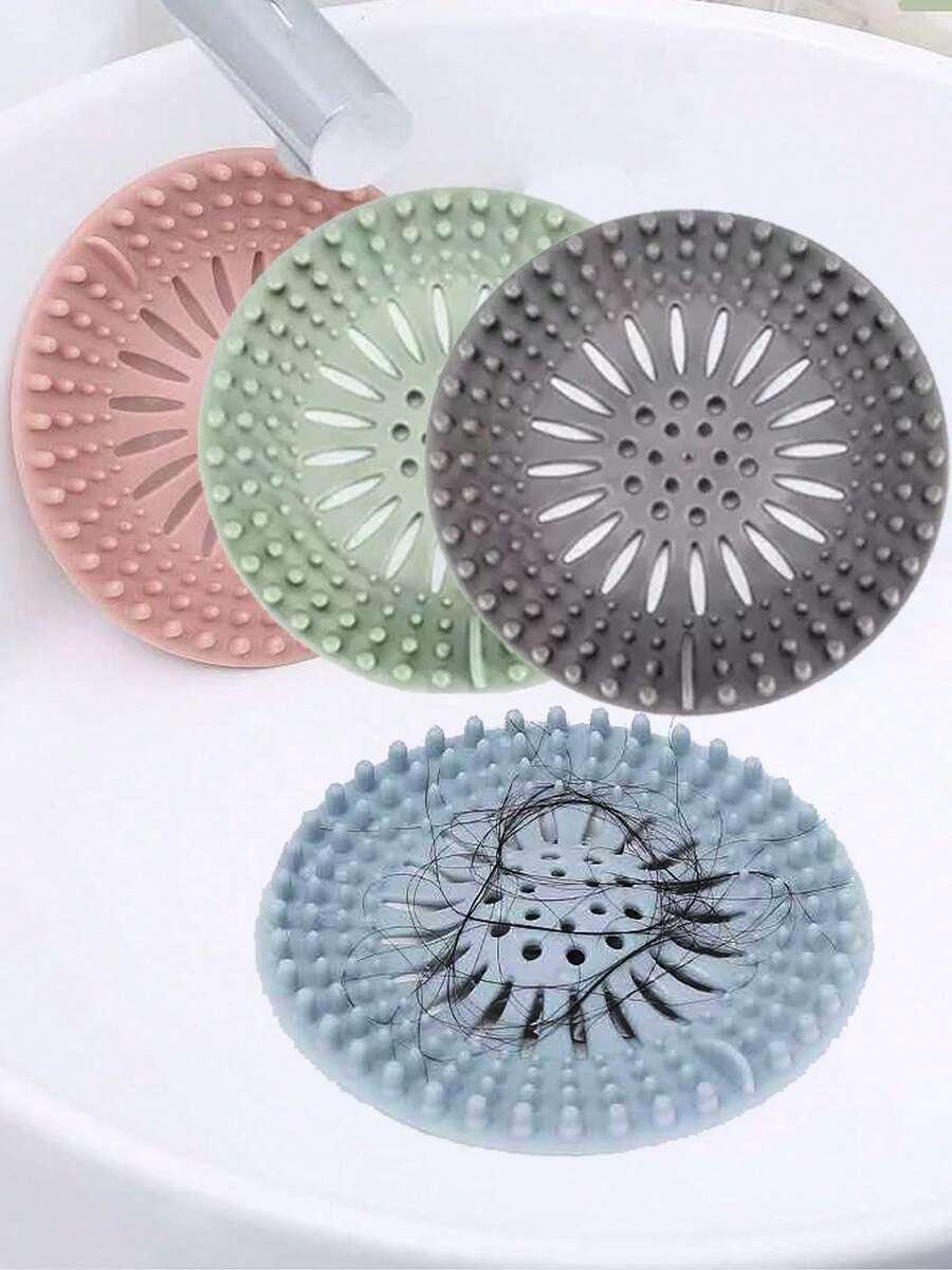 1 pieza de atrapapelos de drenaje de baño, filtro de drenaje de lavabo y bañera, cubierta de drenaje de silicona anti-obstrucción para fregadero de cocina, filtro de malla de drenaje (este producto no tiene ventosa en la parte inferior) - Multicolor - Ver 1