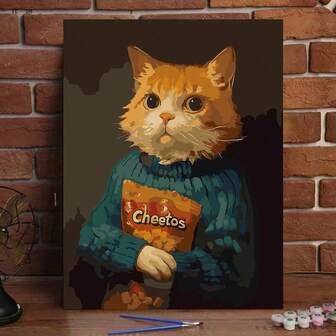 1 件成人 DIY 猫主题数字油画套装 - 数字油画工艺套装，适合家居装饰，非常适合初学者，通过数字绘画缓解压力，手工制作，送给朋友的理想礼物