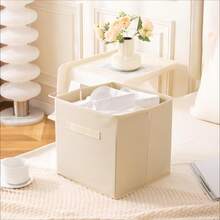 12.2"X12.2"X12.2" 6-Pack Foldable Storage Bins Collapsible Closet & Toy Organization Boxes Space Saving Fabric Cubes For Shelves Beige - 米色 - 查看 2