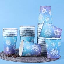 10pcs/20pcs/60pcs,Winter Wonderland Disposable Coffee Cups Blue And Purple 9oz Snowflake Paper Cups Hot Coffee Cups Christmas Party Cups Beverage Drinking Cups For Christmas Frozen Theme Party Office Travel Business Supplies - Multicolor - View 1