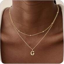 Initial Necklaces For Women 14k Gold Plated Dainty Layered A-Z Letter Pendant Necklaces For Women  Personalized Name Necklace Gold Jewelry Gifts Fashion Accessories2025 - g - 查看 1