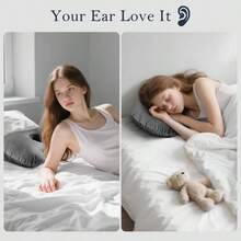 Almohada para piercing de oreja para dormir de lado, diseo de agujero de oreja ms para dormir cmodo, almohadas ajustables con funda suave lavable, para cuidado y apoyo de piercing de - gris - Ver 6