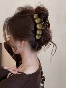 1pc Autumn/Winter Fashion Large Pearl Minimalist Elegant Hair Claw Hairpin, Acrylic, Suitable For Party, Commute, Outfit Matching