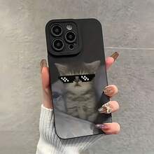 1pc Black Cat Eye Lens Protective Personalized Sunglasses Funny Cat Phone Case, Compatible With IPhone 16 Pro Max, 15/14 Plus, 13, 12, 11 And Series - Multicolor - View 4
