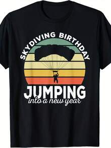 Funny Skydr Retro Designs Skydiving Birthday Parachuting Vintage Black Uni-Adults T-Shirt - 款式5 - 查看 1