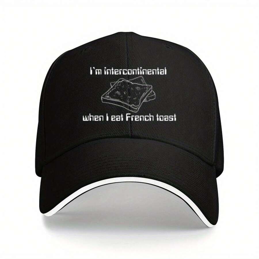 Beastie Inspired "I'm International" & "When I Eat French Toast" Lyrics Snap-To-It Hat - Black Cap With White Toast Graphic, Unisex Casual Hip-Hop Hat For Men & Women, Machine Washable - Perfect Father's Day/Birthday Gift For Music Fans, Pop Culture Accessory (Beastie The Move Lyrics) - Ideal For Concerts, Casual Attire & French Toast Lovers - màu đen - Xem 1