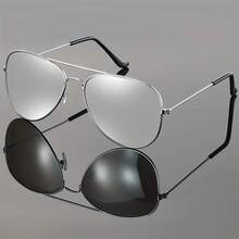 Punk Style Durable Metal Frame Glasses - Unisex Fashion Accessories And Photo Props, Great Gift For Everyday Or Special Occasions - 銀色 - 查看 5