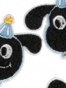 3 peças de remendos de tecido bordados com padrão de cachorrinho preto, apliques de costura autoadesivos de linha de poliéster versáteis e modernos, adequados para artesanato faça você mesmo em roupas, bolsas, sapatos, cortinas, capas de celular e decoração de casa