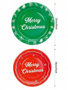 10 piezas/20 piezas Platos de papel navideños de 7 pulgadas y 9 pulgadas, platos de papel redondos para postre y platos para cena que incluyen platos rojos y verdes para fiestas de Navidad, cumpleaños, reuniones familiares, fiestas de invierno y decoración de mesa