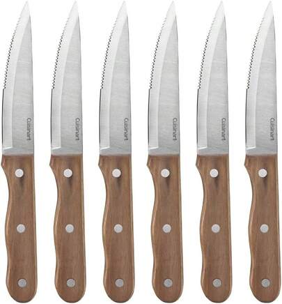 Cuisinart C55W-S6STK Advantage Juego de cuchillos para carne, triple remache, nogal, 6 piezas, Walnut,