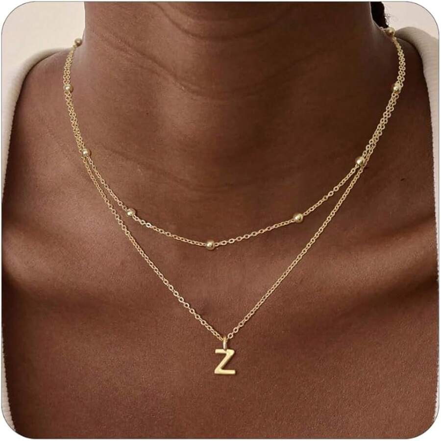 Initial Necklaces For Women 14k Gold Plated Dainty Layered A-Z Letter Pendant Necklaces For Women Personalized Name Necklace Gold Jewelry Gifts Fashion Accessories2025 - z - 查看 1