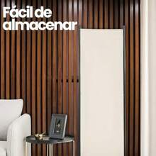 BEE VIBES Biombo Divisor Portatil y Plegable de 3 Paneles Separador de Ambientes 259 Ancho x 180 Alto cm de Habitacion Pantalla de Privacidad Independiente Beige Ideal Recamara Estudio y Oficina - Beis - Ver 2